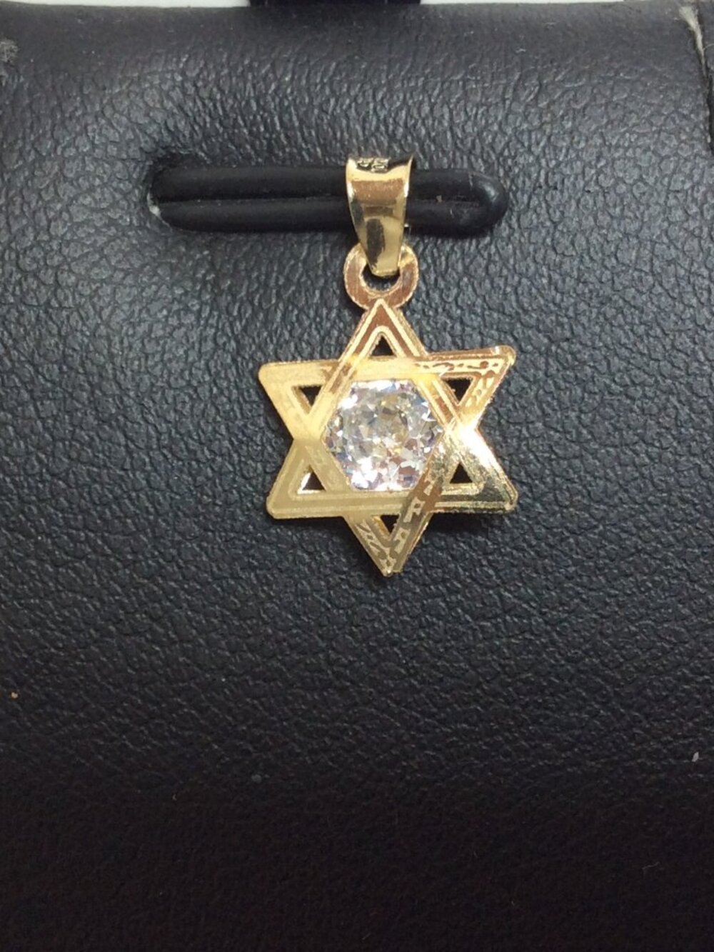 Mens Ladies 10k Yellow Real Gold Star of David CZ Charm Pendant .50gr